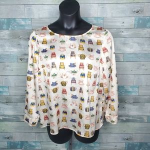 Talbots Petite Tea Party Print Top Size XLP